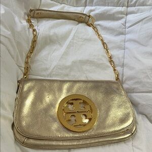 Tory Burch Gold Shoulder Bag with Chain Strap